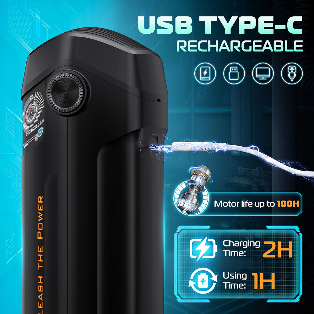 CyberSkin B-Titan - Black USB Rechargeable Thrusting & Vibrating Auto Masturbator with Heater